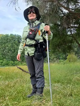 Leigh with wading staff